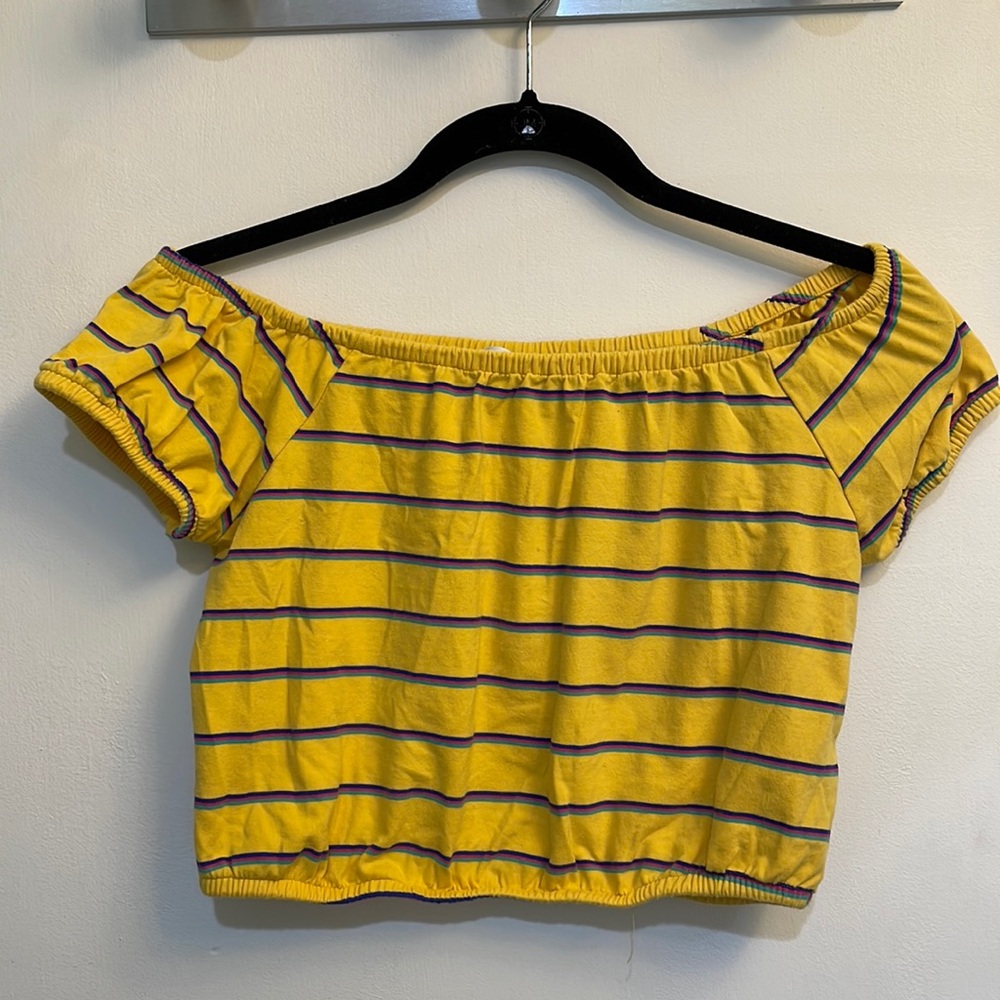 Striped off the shoulder crop top!